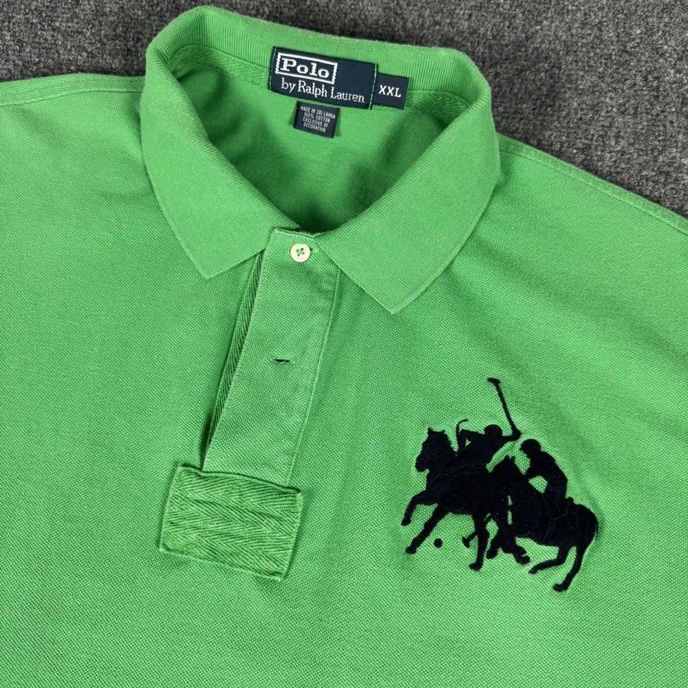 Polo Ralph Lauren Polo Shirt Green Big Pony 3 Player Mens 2XL Vintage